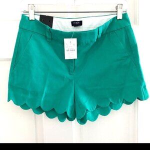 J Crew Womens Shorts Size 0 Green Scalloped Hem New with Tags